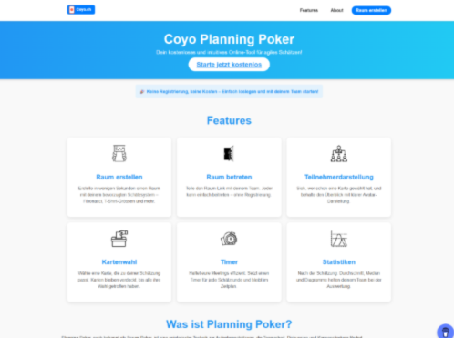 Coyo Screenshot – Planning Poker Online
