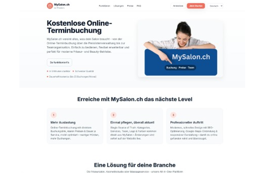 Dashboard von MySalon.ch für Friseure und Beauty-Salons