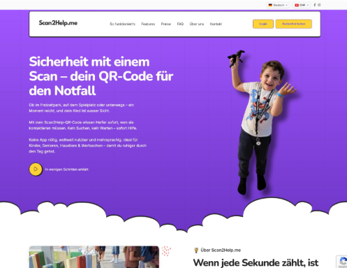 Scan2Help QR-Code für Kinder, Senioren, Haustiere und Wertsachen